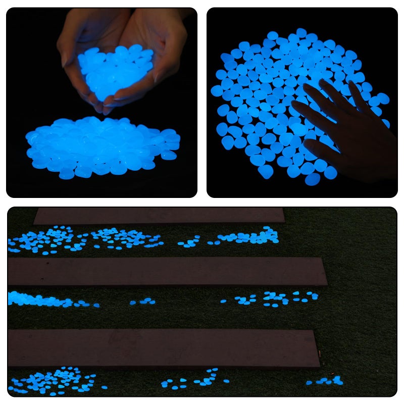 Oubest Fish Tank Rocks Glow in The Dark Pebbles for Garden Aquarium Plant PotsBonsai Walkway Driveway 100pcs Blue - Image 5